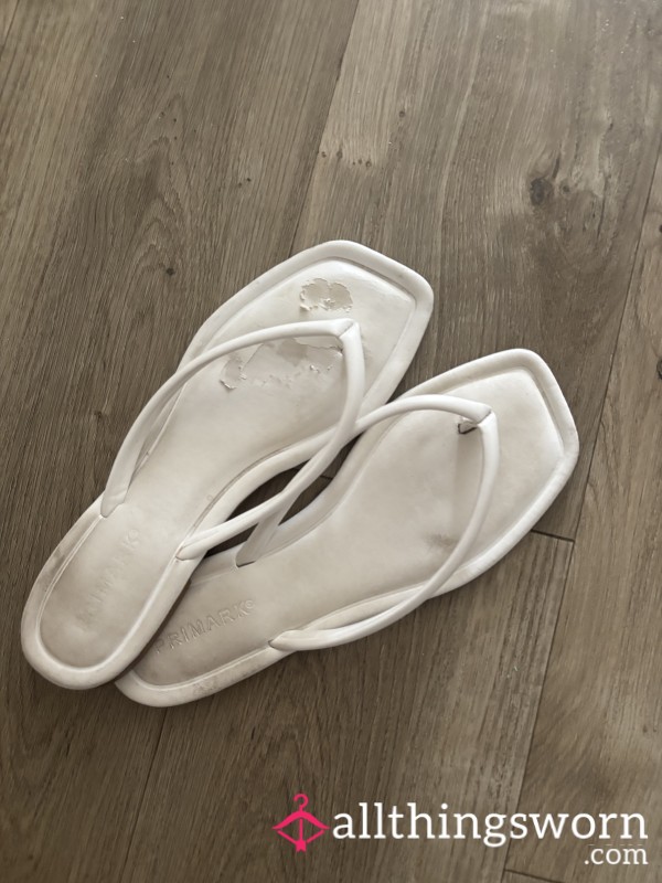 Used And Worn Princess White Flip Flops