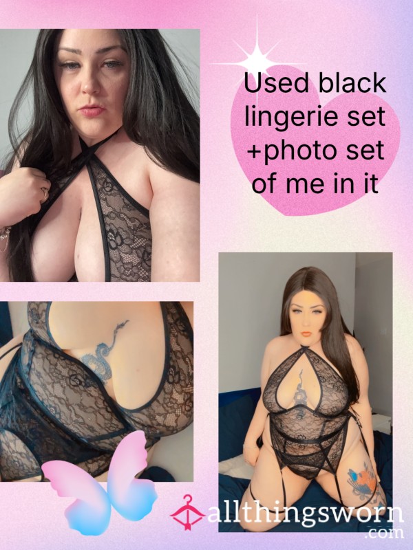 Used Black Lace Lingerie Set +custom Photo Set