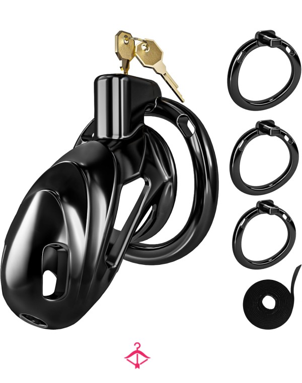 Used Black Metal Chastity Cage Set