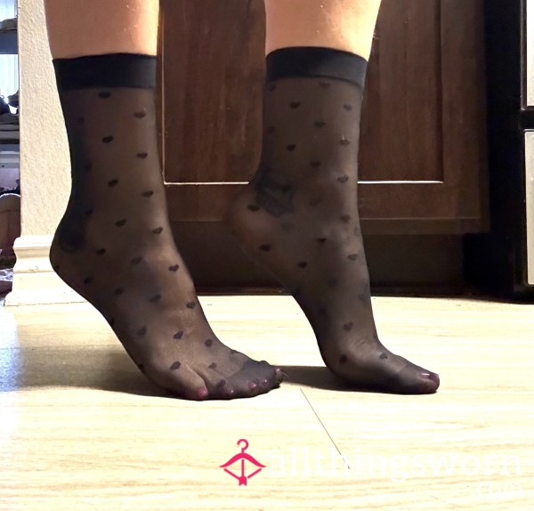 Worn Black Nylon Socks