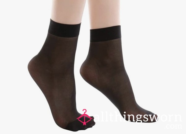 Used Black Nylon Socks – Soft, Worn & Silky Smooth 🖤