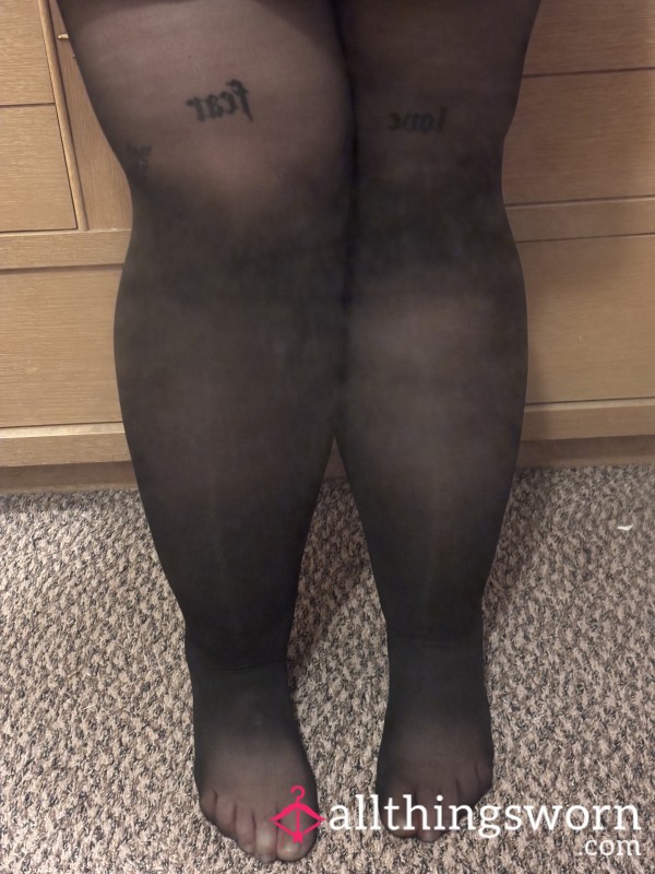 Used Black Pantyhose - 3 Day Wear, 8 Hour Work Day, Sweaty