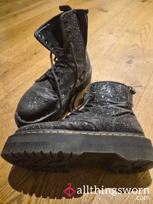 Used Black Sparkly Platform Dr Martens