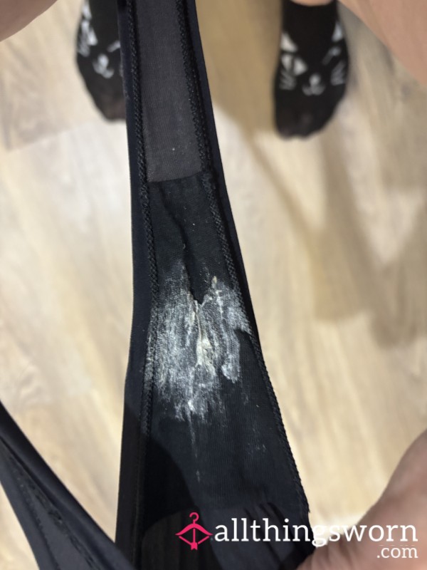 Used Black Thong With Lace Trim, Worn During Ovulation