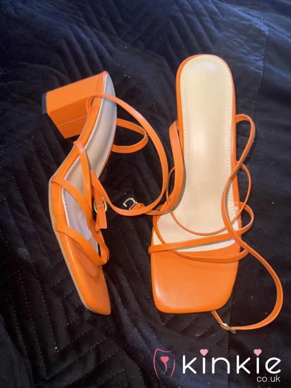 Used Bright Orange Holiday Heels – Sun Kissed, Worn & Scented