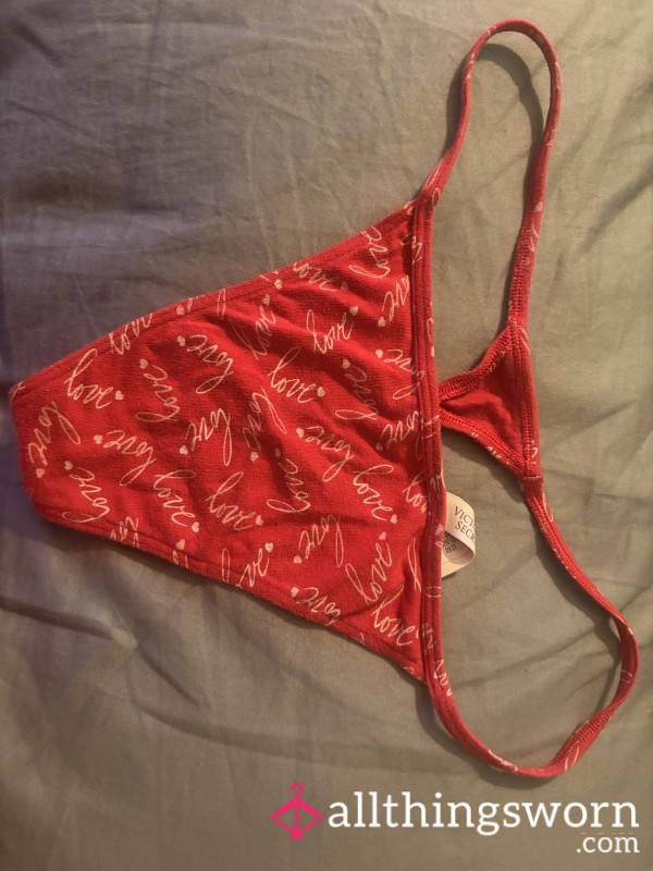Used Bright Red T-back Victoria’s Secret Thong With The Words “love” On Them
