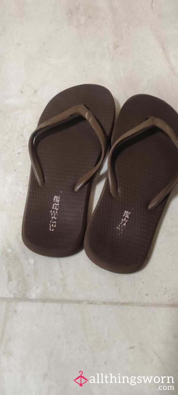 Used Brown Flip Flops