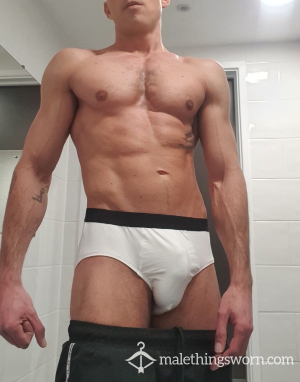 Used Customised White Briefs