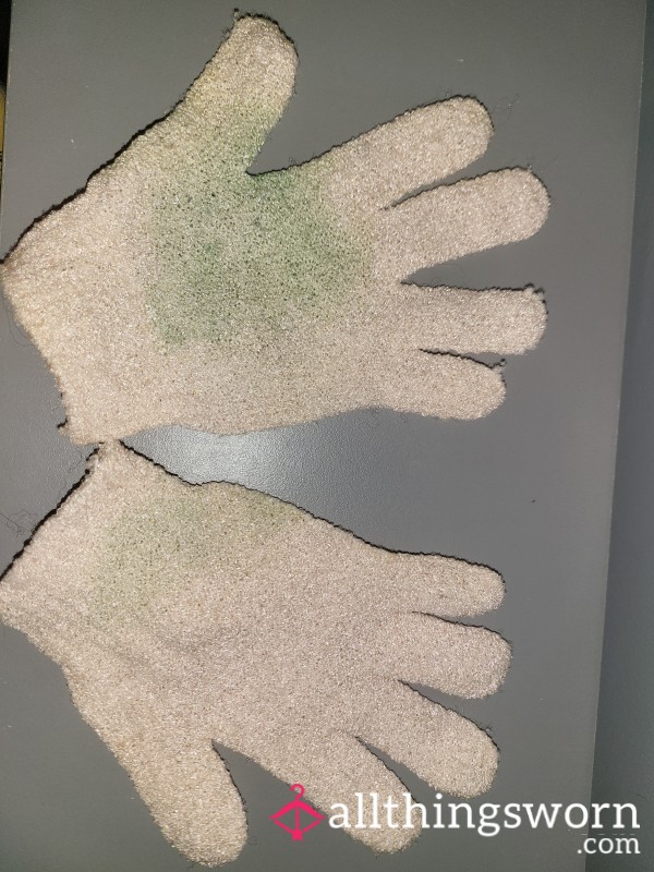 Used Dirty Exfoliating Gloves