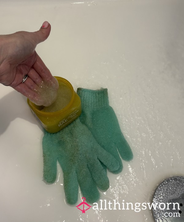 Used Exfoliating Gloves 🧤