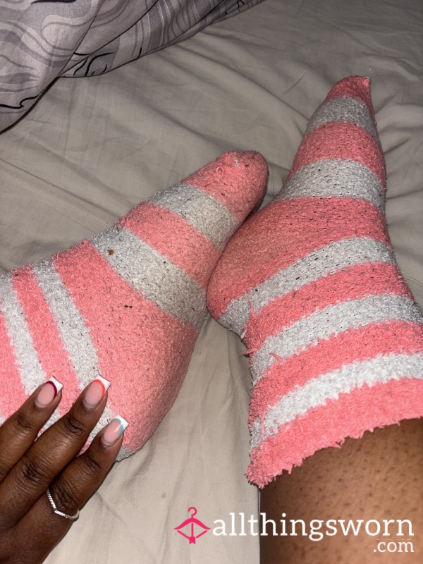 Used Fluffy Socks Worn Overnight In Bed