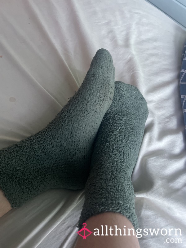 Used Green Fluffy Socks