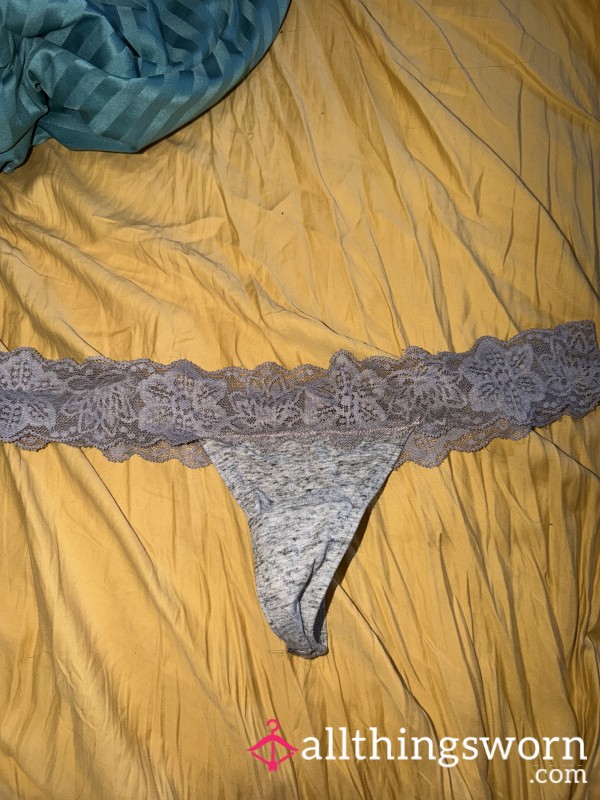 Used Grey Lace Thong