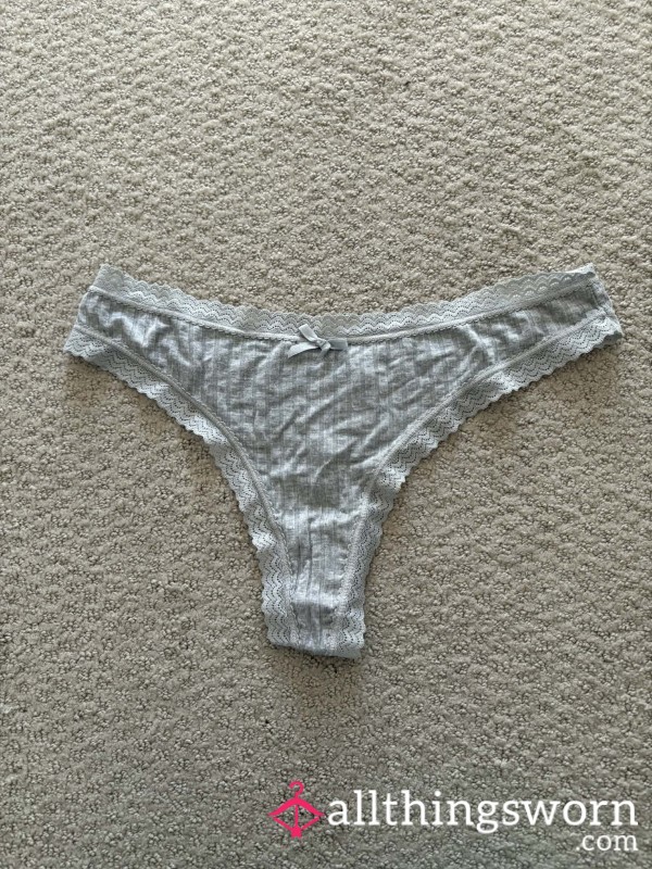 Used Grey Ribbed Thong