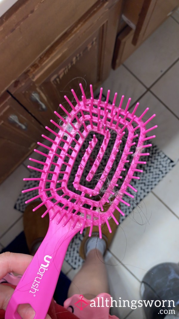 Used Hairbrush With Hair And Dried Shamp**