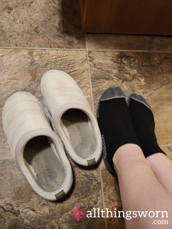 Used House Slippers Worn With Sweaty Socks