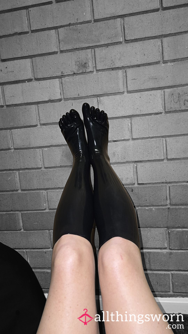 Used Knee High Latex Toe Socks