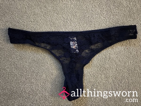 Used Lacey Navy Blue Thong