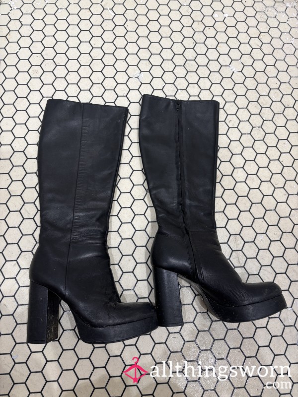 Used Leather Knee High Boots