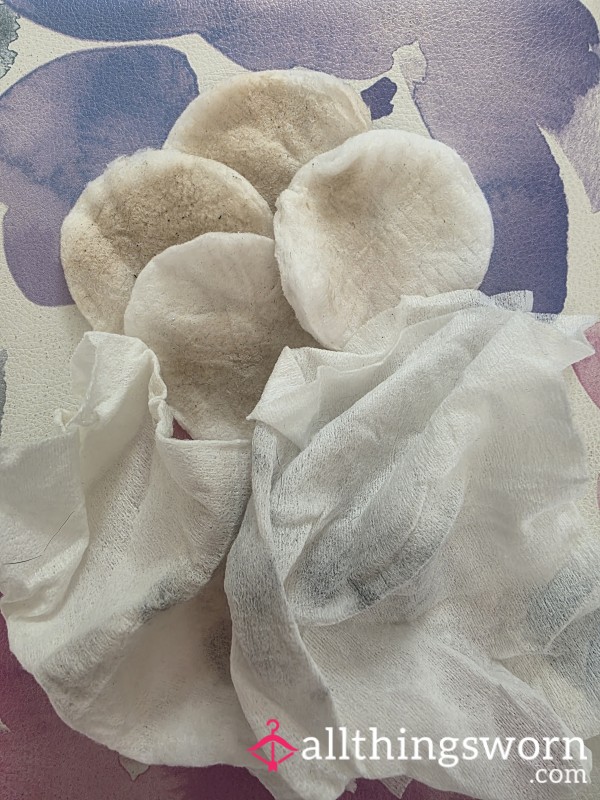 Used Make-up Remover Wipes And Cotton Pads