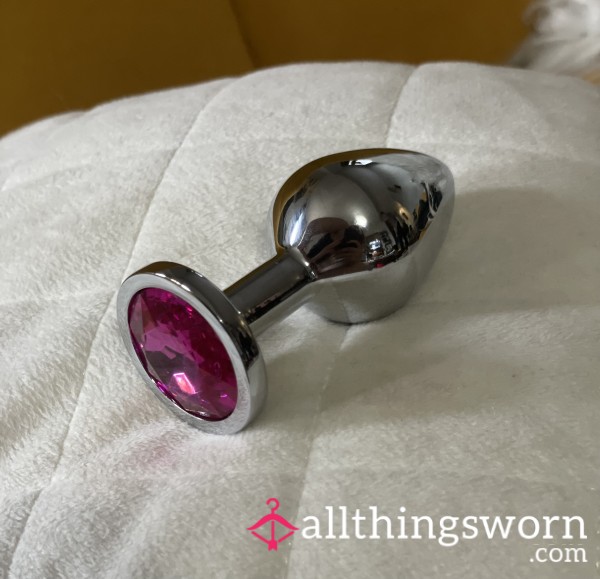 Used Medium Silver & Pink Jeweled Plug