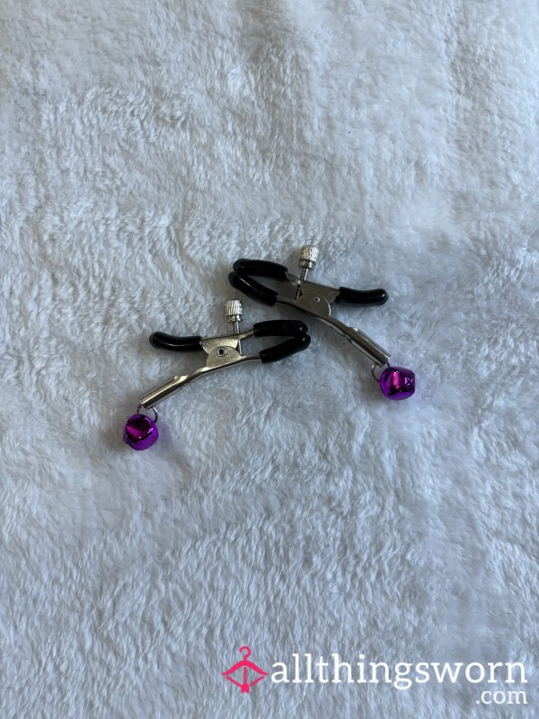 Used Metal Nipple Clamps With Bells ** ADD ON ONLY **