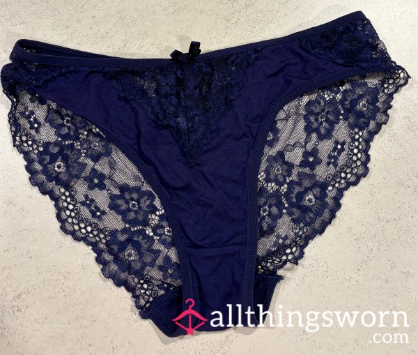 Used Navy Blue Lace Panties