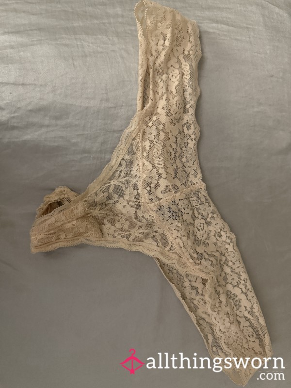 🤍 Barely There, But Fully Used – Nude Thong 🤍