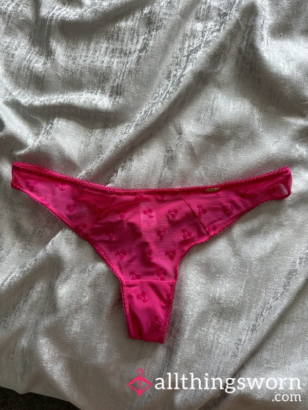 Used Pink Cherry Thongs