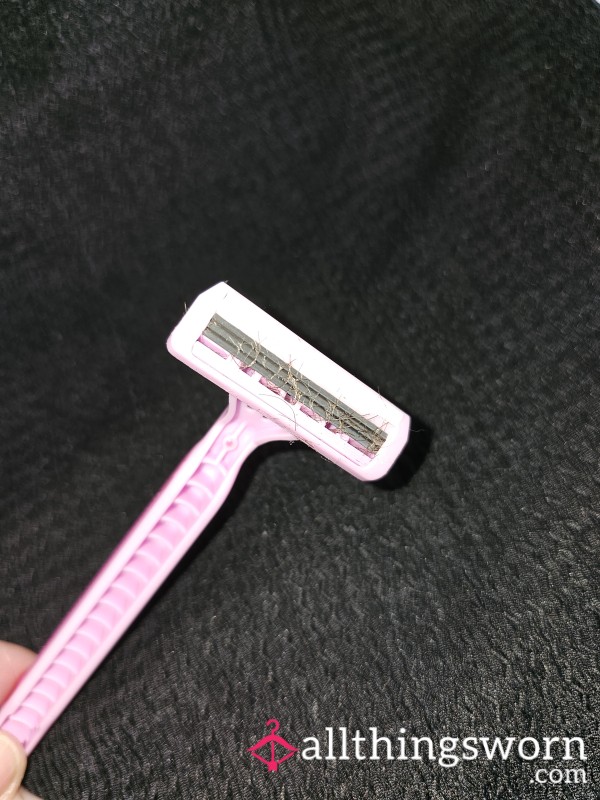 Used, Pink Disposable Razor, Hair In Blade, 4 Available