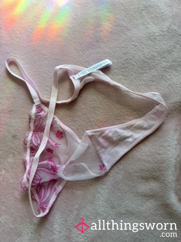 Used Pink Flor*l Thong