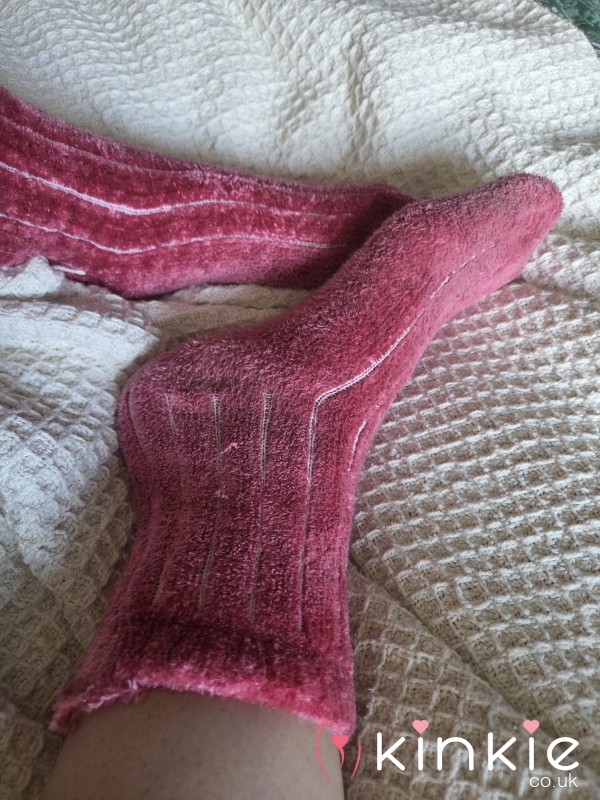 Used Pink Fluffy Bed Socks