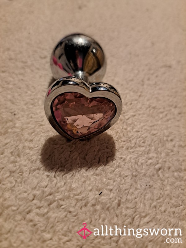 Used Pink Heart Jeweled Bu*t Plug