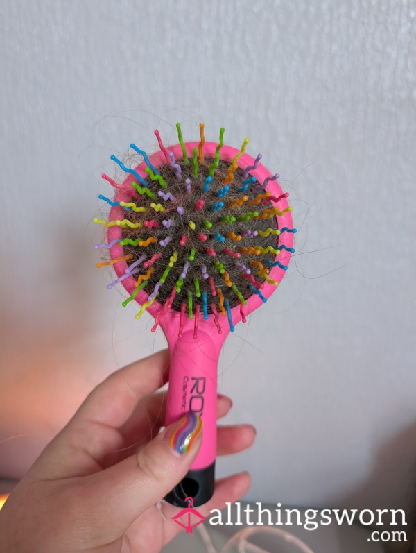 Used Pink Mini Hairbrush With Mirror – Tangled In Me, Reflecting Every Dirty Thought You’ve Had