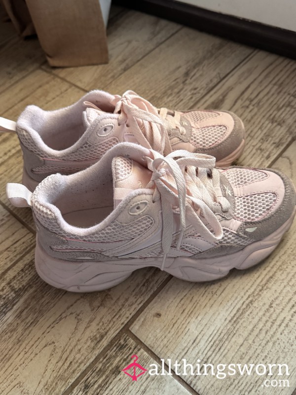 Used Pink Sneakers Well-Worn And Comfy