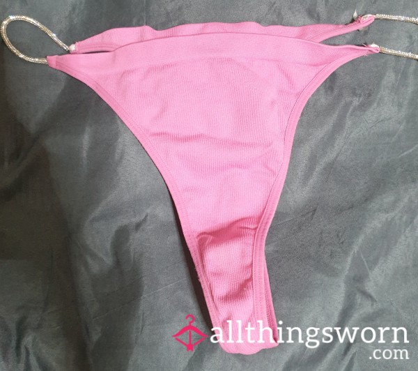 Used Pink Thongs With Diamond Stipes