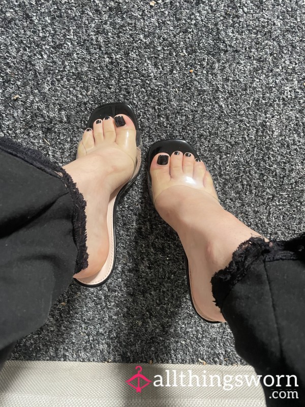 Used PLT Clear Sole Mules – Size 5 With A Naughty Touch 👠