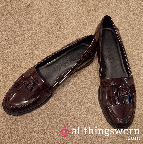Used & Very Well Worn Purple Flat Loafer Shoes
