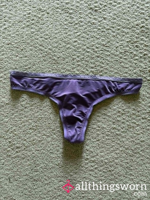 Used Purple Satin Thong