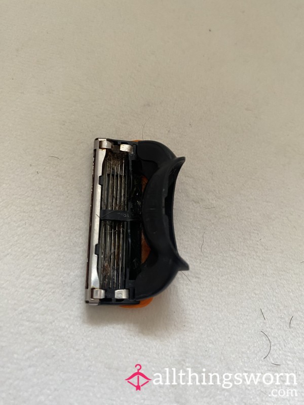 Used Razor Blade With Pubic Hair On