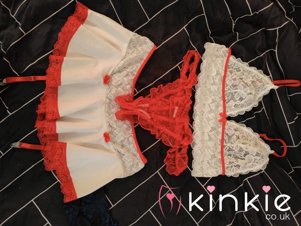 Used Red And White Lingerie Set