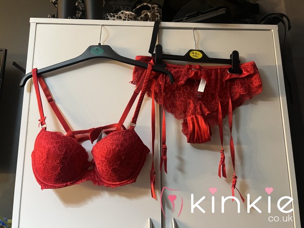 Used Red Lace Lingerie Set