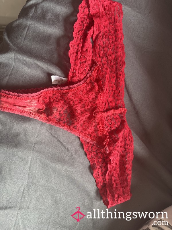 Used Red Lace Thong