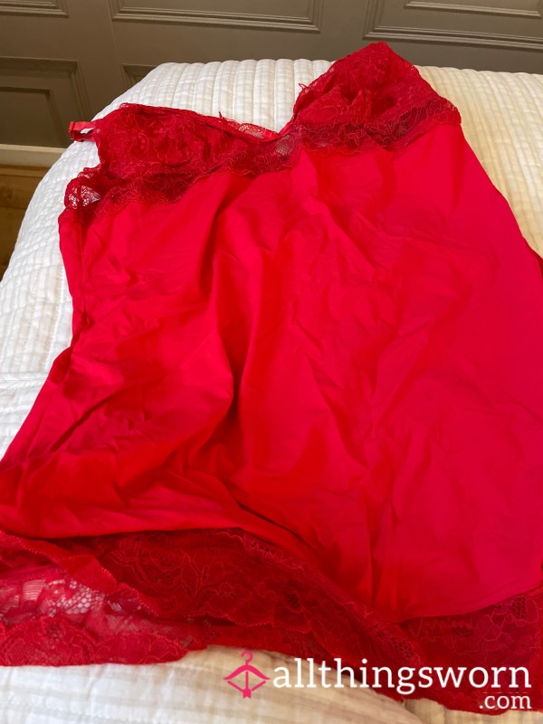Used Red Lace Slip Dress