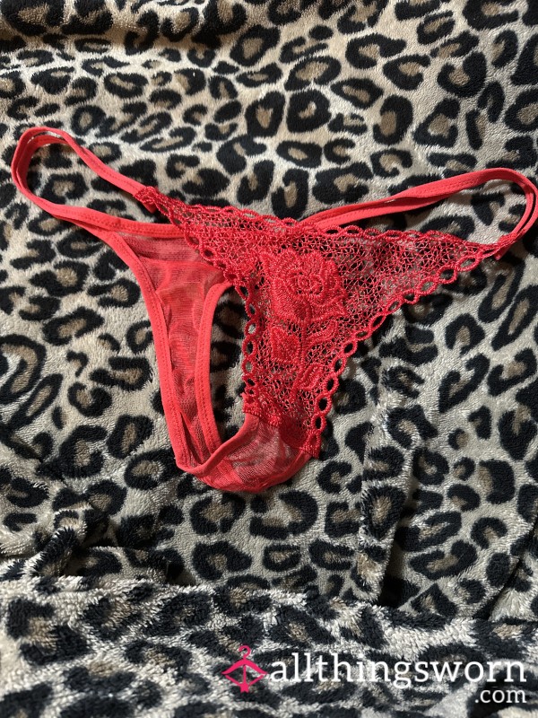 Used Red Lace Thong