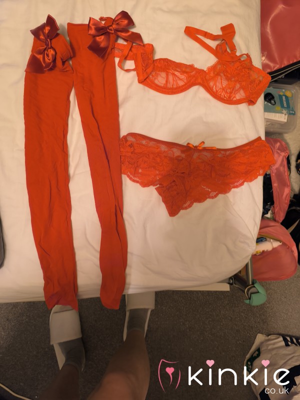 Used Red Lingerie With Stockings