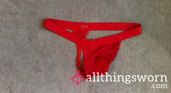 Used Red Male Thong- 24 Hours And Counting