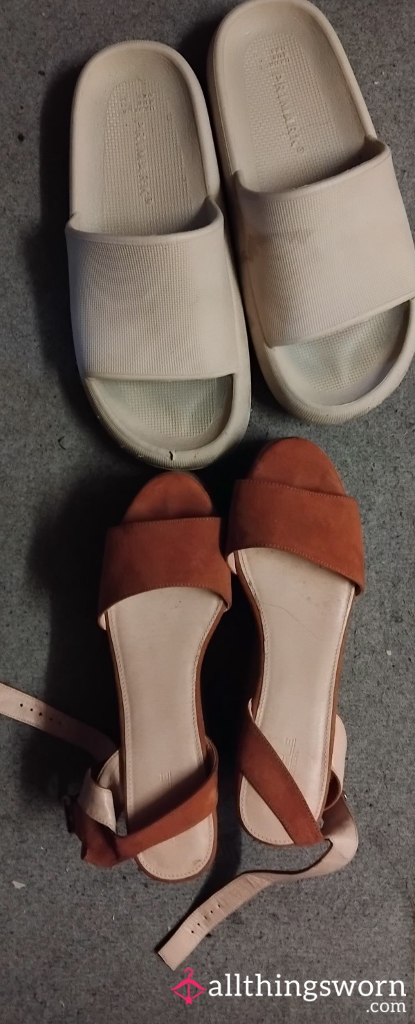 Used Sandals And Wedge Sandals, Worn By Both Me And My Twin