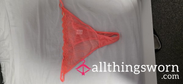 Used See Through Orange Thong