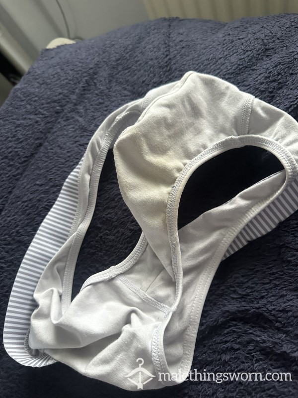 Used Smelly Well Worn Stained White Pants Briefs